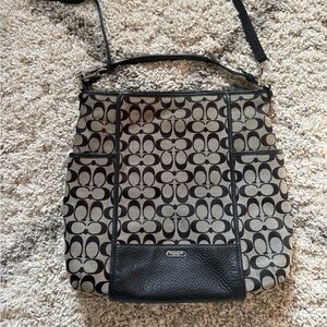 Coach Signature Canvas Shoulder Bag in Brown and Black